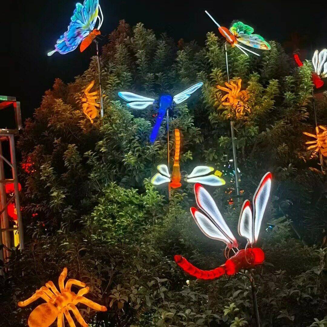 网动红态仿真型蝴蝶蜻造灯公园景观蜓144夜游亮化工程草坪蚂蚁昆