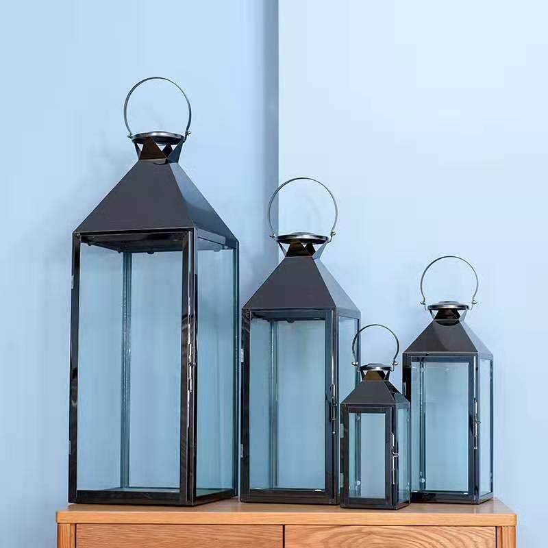 6652大号不锈钢烛台铁艺风灯装蜡台庆户烛外家用软装饰品摆婚件家