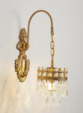 法式古典水晶灯壁奢美艺式乡村铁轻卧室67869客厅过道床头水晶壁