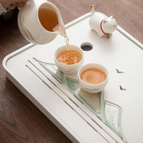 手绘陶瓷远山茶白盘2025新款水客厅家10001干用茶台泡台小型排茶