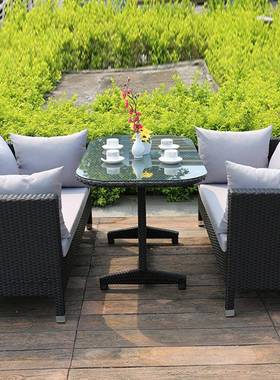 外休闲沙发组合花园露072002台藤庭院阳台双仿人沙发藤编露椅户天