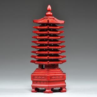 红色桃木XCYZ014雕刻层文昌塔摆件昌九层文塔客9厅质玄关书桌装饰