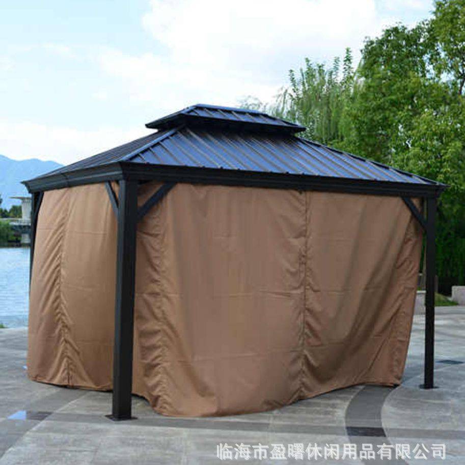 户外 卢森堡露天棚花园 别墅庭院遮阳棚镀锌豪华双顶棚四柱凉亭
