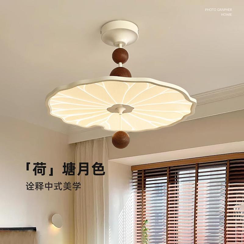 间法油式中古卧室吸顶灯奶风荷叶灯主卧房灯衣间797餐帽厅云朵吊