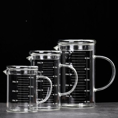 小号热牛奶量微波玻璃烧杯带把手嘴钢化68920 分量喝水尖可爱杯有