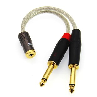 双6.5公转3.5母线 二合一音频线一分二单声道6.35mm 3.5母转双6.5