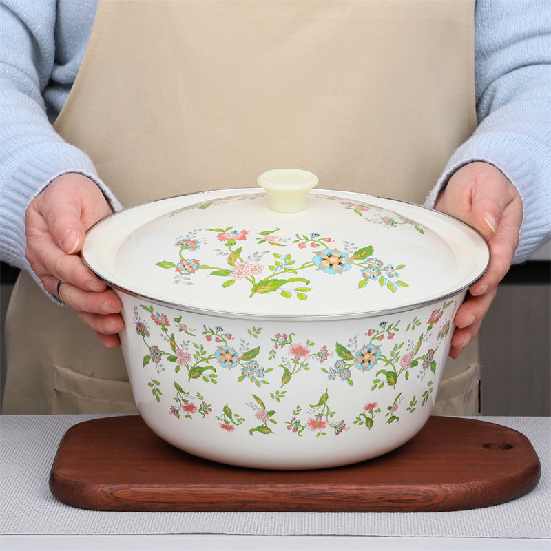 新芳香花搪瓷盖盆加厚搪瓷碗带盖汤盆猪油盆家用饺子馅盆拌菜盆子,餐饮具,盆,淘宝优惠券,粉丝福利购,淘宝优惠卷