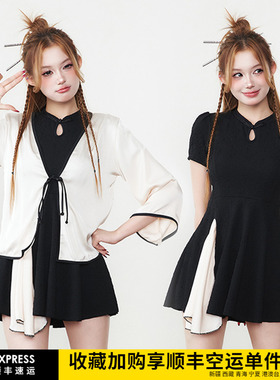 国风大码泳衣女胖mm200斤w遮肚显瘦微胖女孩连体温泉度假新款泳装