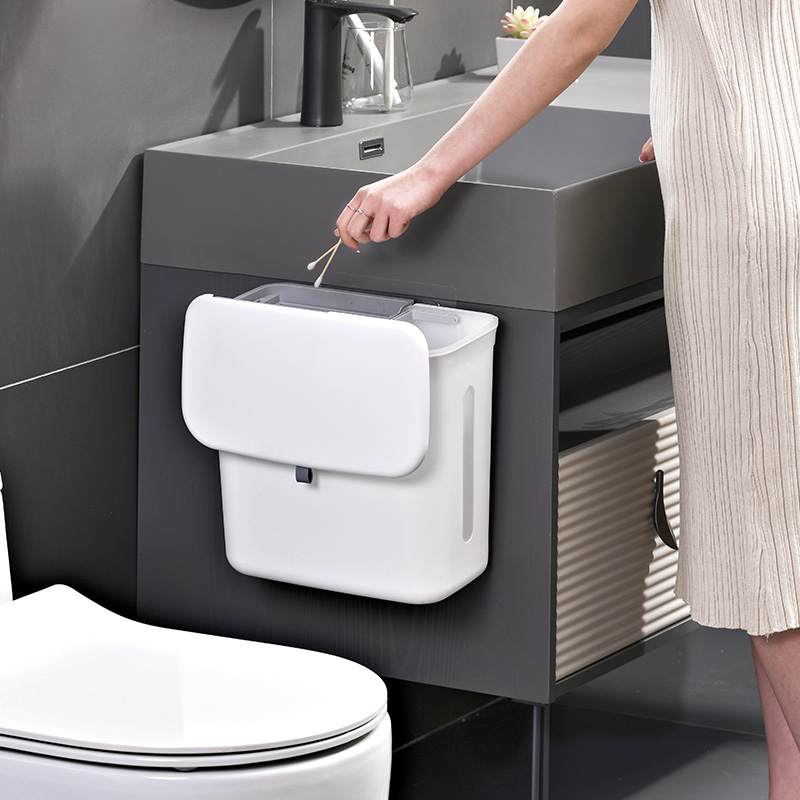 厨房垃圾桶挂式卫生间家用客厅大号干湿厨余分类橱柜门滑盖垃圾筒