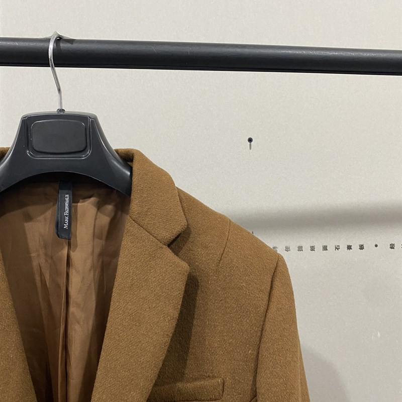 冬季毛呢大衣男中长款过膝厚款单排扣棕色质感呢子风衣