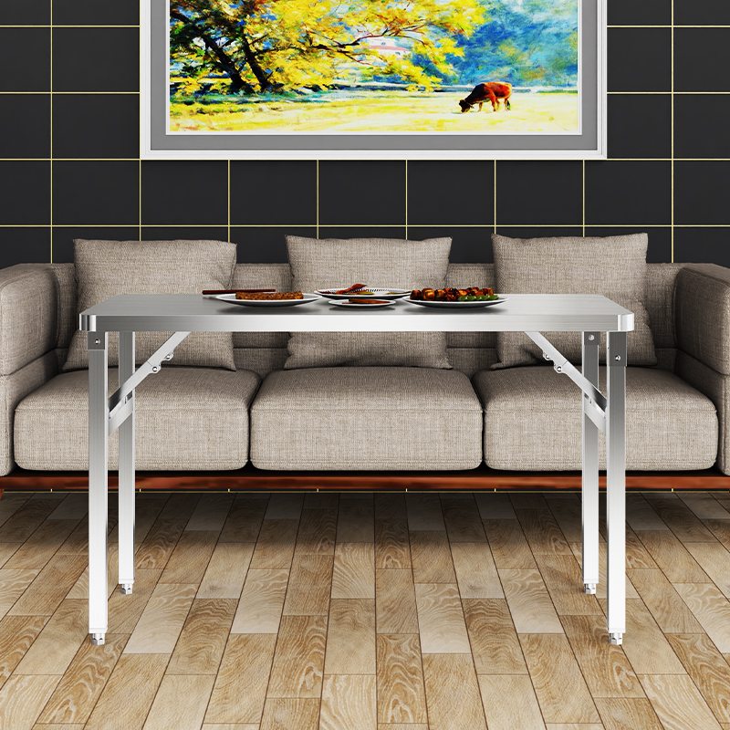 不锈钢折叠桌便携式户外小桌子工作台可移K动夜市摆摊长条桌操作