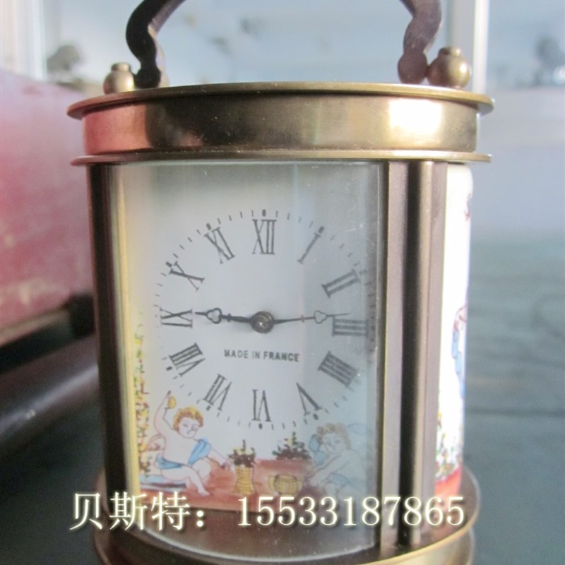 皮套钟表欧式西洋闹钟台钟计时器时钟机械上弦把玩钟表