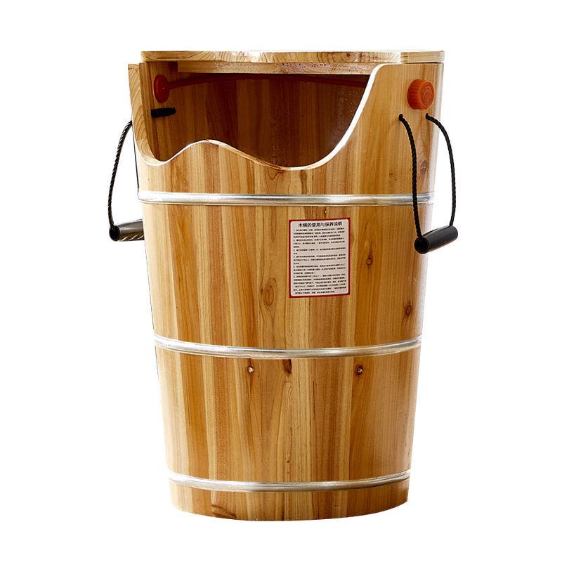 1Y加热熏蒸泡脚木桶蒸脚桶木质家用汗蒸足浴桶恒温过小腿过膝高深