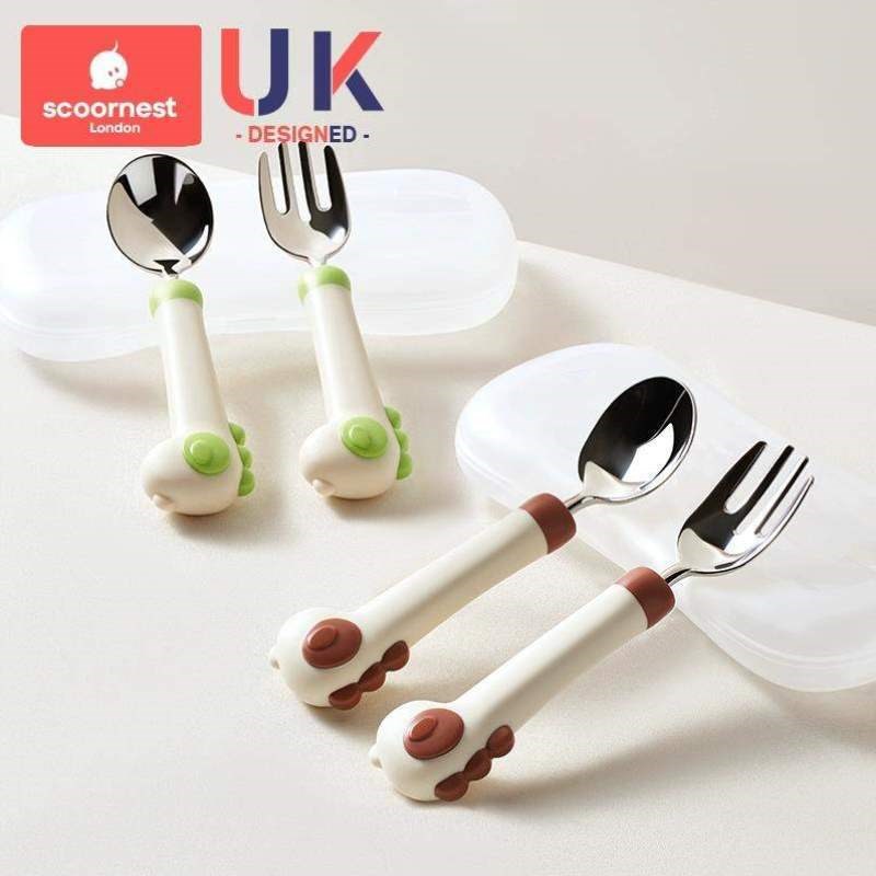 叉勺儿童吃饭勺宝宝饭勺勺进食餐具训练叉子自主婴儿不锈钢学