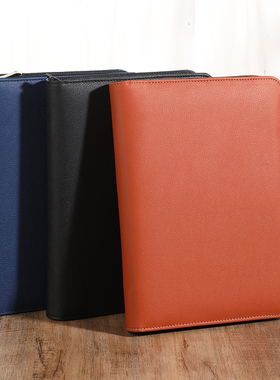 A5商务简约加厚笔记本子仿皮活页本多功能经理夹拉链包可定制logo