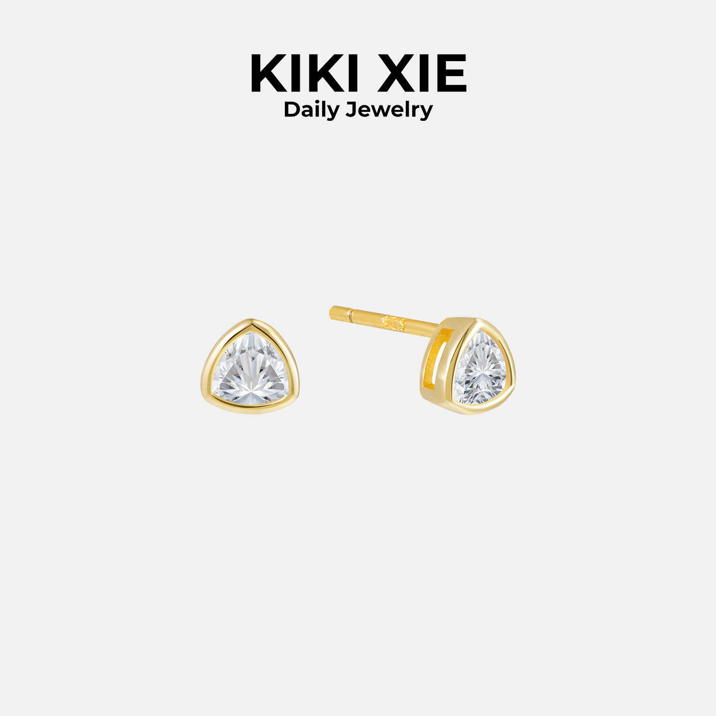 kikixieS925银镀金锆石耳环耳钉夏天海边度假送女友百搭