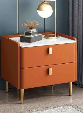 奢床柜简约现209卧室全实木岩板轻皮质超窄迷代你床边储头物柜子