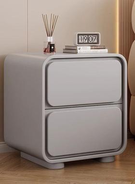 奶床头柜油风床头柜皮革免安边装床头收纳柜家室用卧床头柜小型床