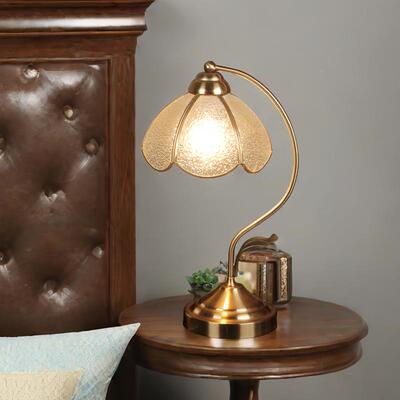 全习铜玻璃台灯卧室阅头房间灯饰灯具读学创意复古温床2914馨节能