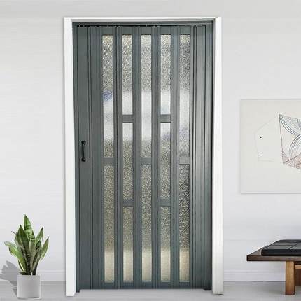 PVC折叠门店铺内室推开拉隔断门易厨房放式吊轨简阳台伸缩53隐形