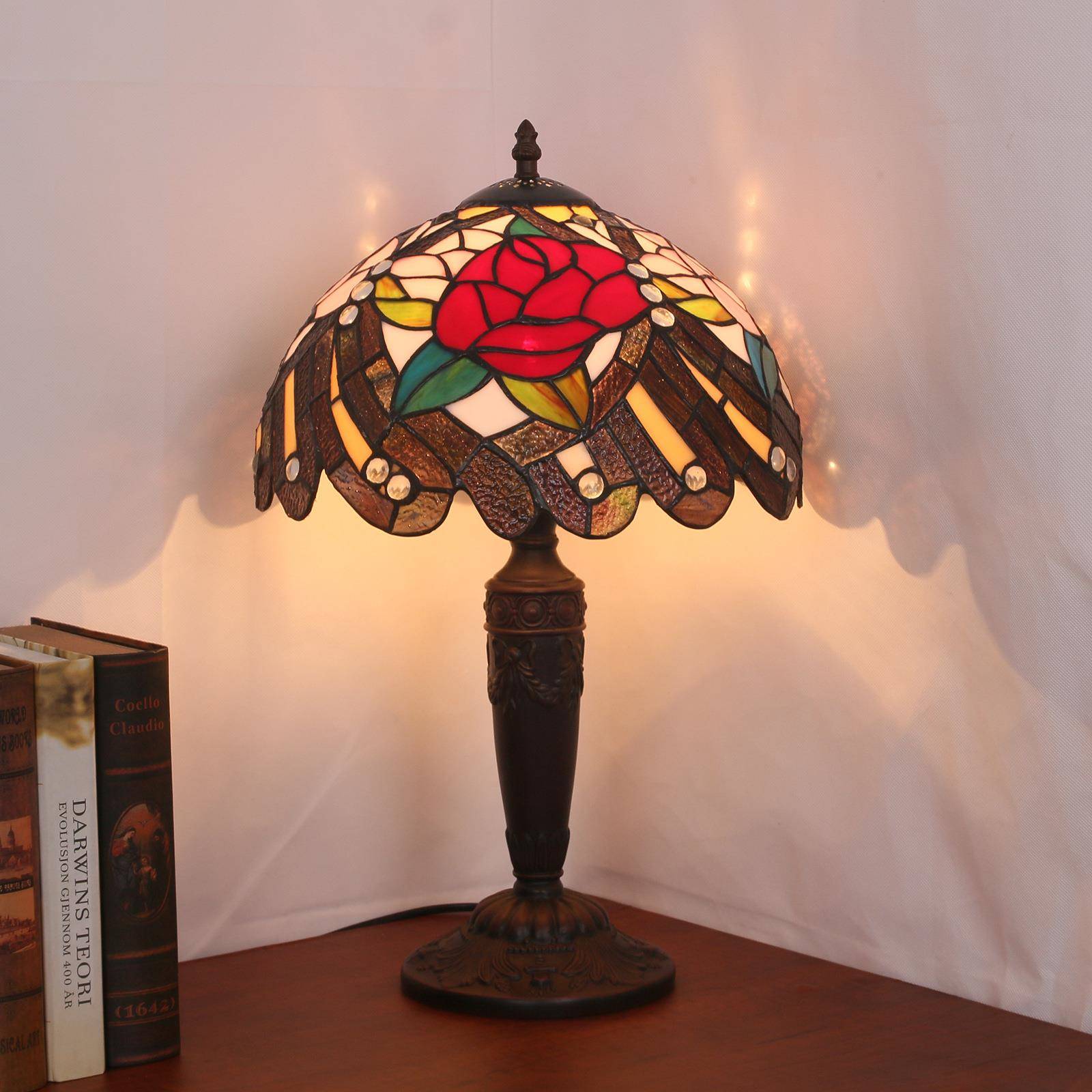 厂家直欧复古馨卧供室床头台灯客厅书温房吧NUH台双式色玫瑰创意