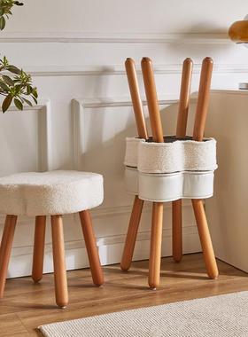 子实木化妆凳凳简约梳妆凳生女凳卧室子美甲椅花瓣RF-BD351餐凳小