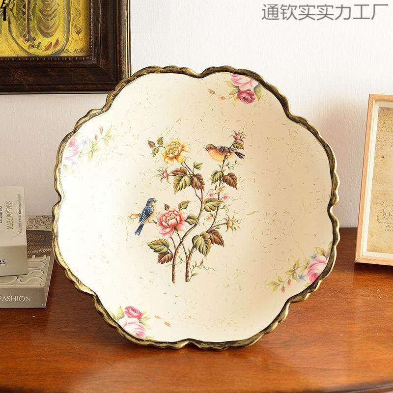 新中客厅茶餐几水果盘美复古桌家用水通钦实实果盘套式装干果式盘