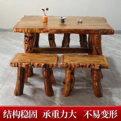 厂家直销纯枣木餐桌茶桌组合餐厅茶装全馆商用桌凳套AVP实中式仿