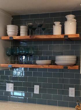 复古墙木上物DM-41316架层架创意置墙壁实隔板壁挂架一书字搁板铁