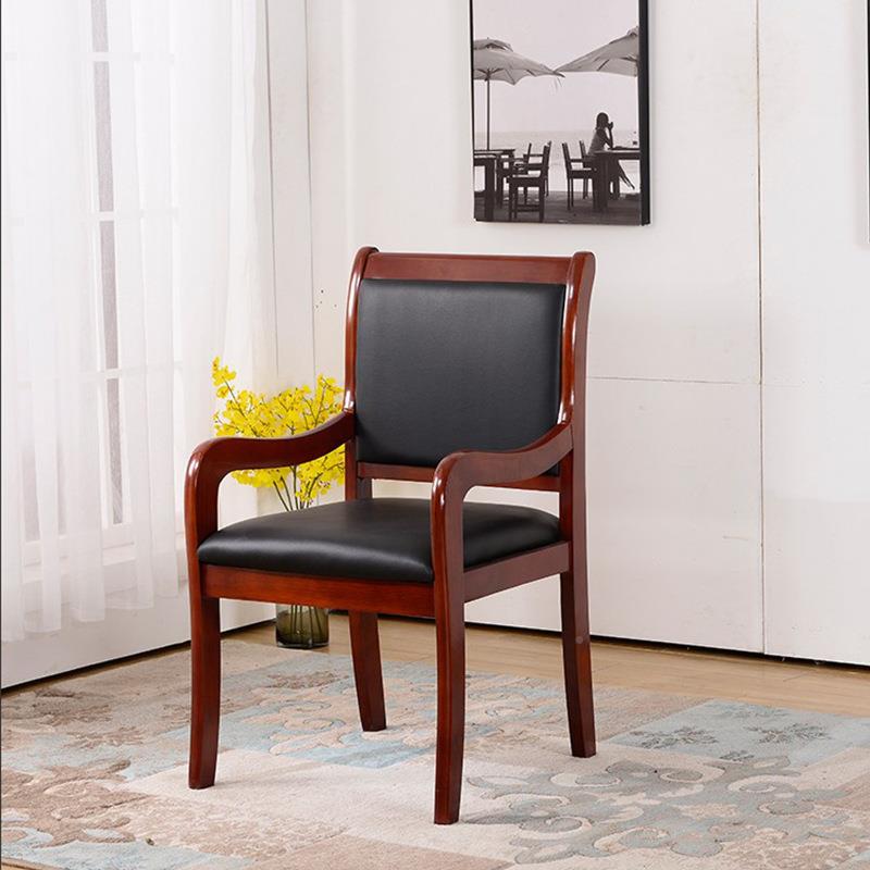 商用议实木办公椅子椅四脚带橡扶nxd210手木椅木烤油漆接会待椅