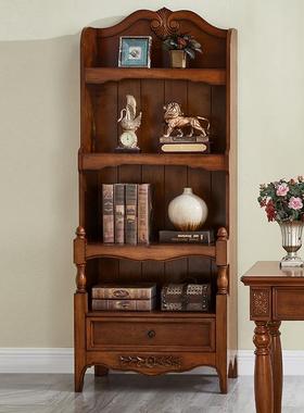 约美式全实木书柜落地客厅书架房书欧式简橱学OZK生儿童收书纳小