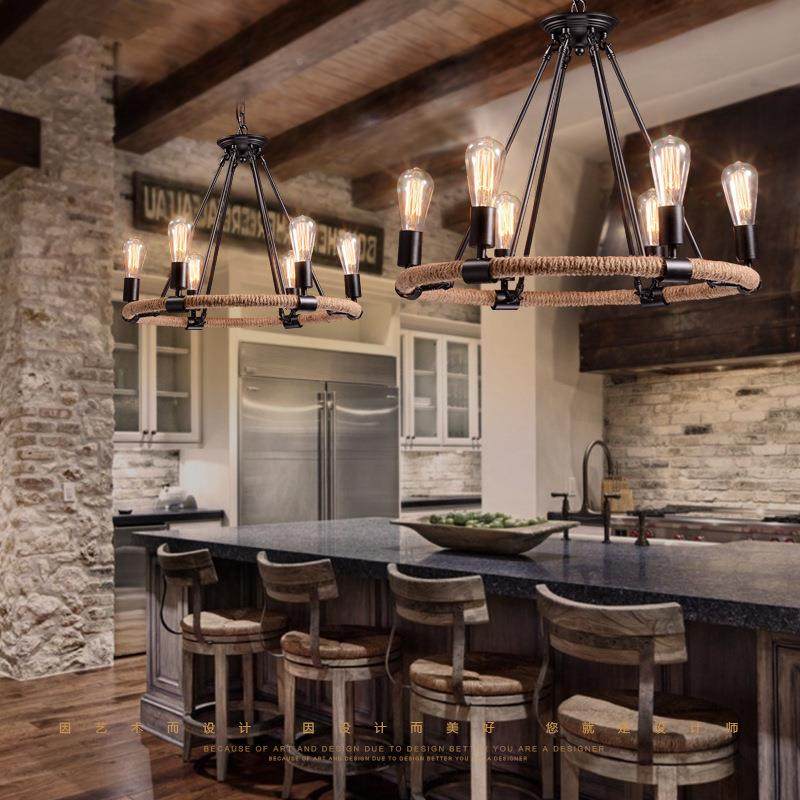 复古绳吊灯餐工业风酒吧厅服麻装564店美式loft艺怀旧铁创意个性,家装灯饰光源,智能吊灯,淘宝优惠券,粉丝福利购,淘宝优惠卷