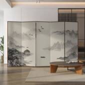 新中式 实有品best屏风隔酒水断客厅木可折叠移动店遮挡简约山画装