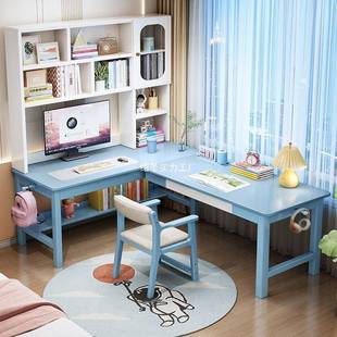 实木卧室转角638书桌书柜体电办桌家用拐角L型公桌小一户型写脑字