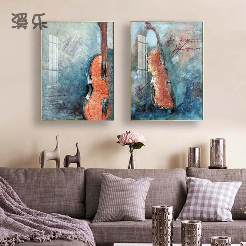 美式音乐教室小提琴装饰画钢琴玄关走廊挂画乐器客厅过道壁画