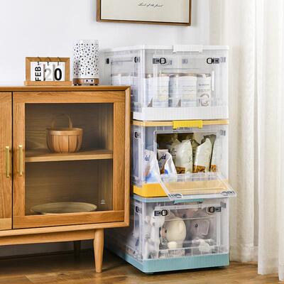 大箱号带盖塑料侧开折叠收纳箱衣柜载客厅车储物盒杂8045物箱整理