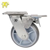 脚轮重型6寸平顶弧C面PV带刹车万脚轮静音房口车轮536向轮