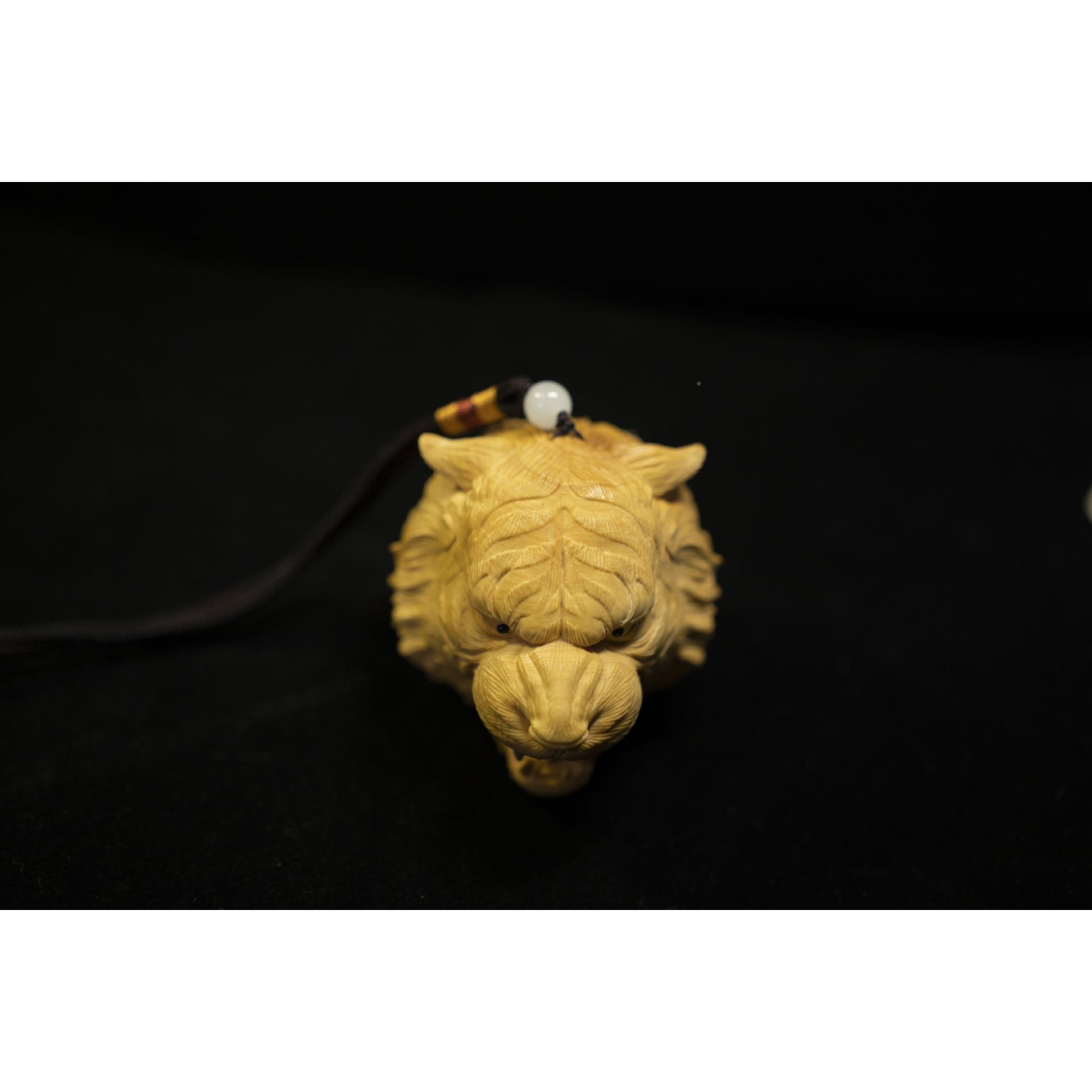 挂老虎雕生肖虎小叶黄杨木ht001匙钥扣家木雕件木雕摆件木雕动物