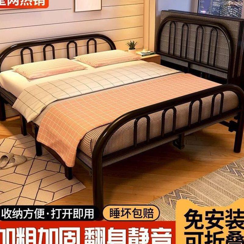 折叠床单人床简易家用午休1米5双人床主卧成人租房小床铁艺硬板床