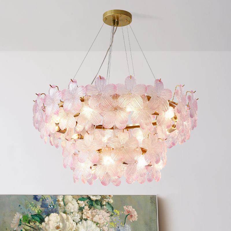 法式轻奢客厅吊玻灯具0225新款创意五叶花璃吊灯室餐厅512水晶卧,家装灯饰光源,智能吊灯,淘宝优惠券,粉丝福利购,淘宝优惠卷