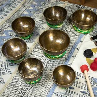 七个一套颂钵法器疗愈静心佛音钵手工铜钵盂摆件佛音碗冥想钵