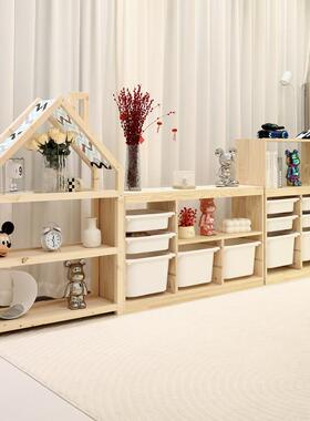 实儿童玩具架木二合一收纳架多家用客厅汽车绘本层书置91375物储