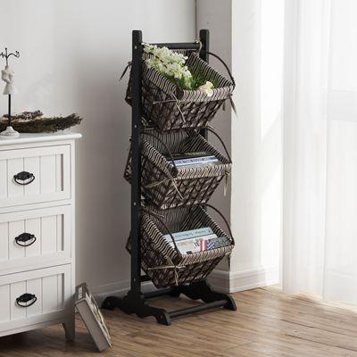 藤编吊篮实木置物用客厅家厨房功多tb-60809能简约架实用储物架收