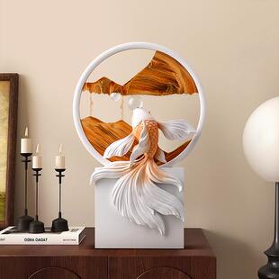 贝汉美创意司式鱼20241122跃龙门流沙画摆件家居客厅玄关年中公装