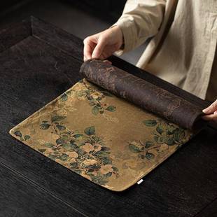香云纱茶垫真蚕子丝茶巾干席桌席旗轻奢高427端隔热垫干泡泡茶垫