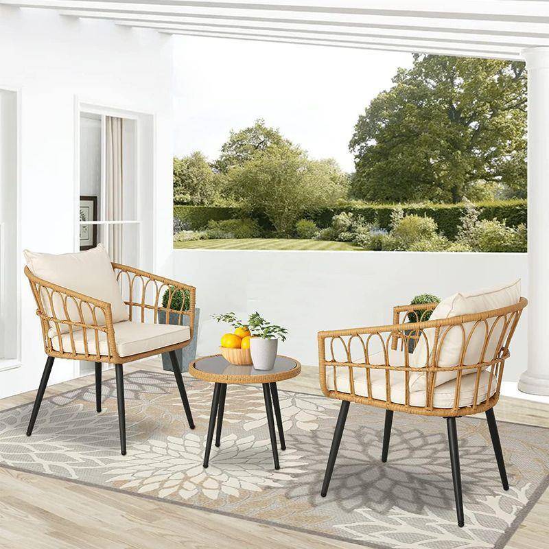 藤编合户外庭院桌椅茶桌组台椅休闲小茶几客阳厅24-6-6藤三件套家