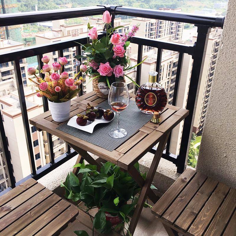 W7桌ZM026/02户外折叠椅装实木休闲阳台桌小户型桌套小茶几方桌双