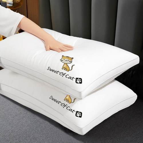 刺绣款坤诵实力酒店枕丝头枕芯家用护枕套装成人单人羽绒软颈芯枕