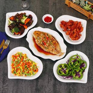 子菜家用陶瓷盘盘餐UZX具套装白西餐盘纯早餐盘点心盘子创意拼盘