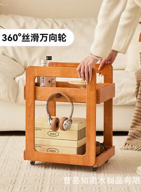 实木置物架厅移可动茶几床头柜卧室23266沙发边客书包收纳架储物